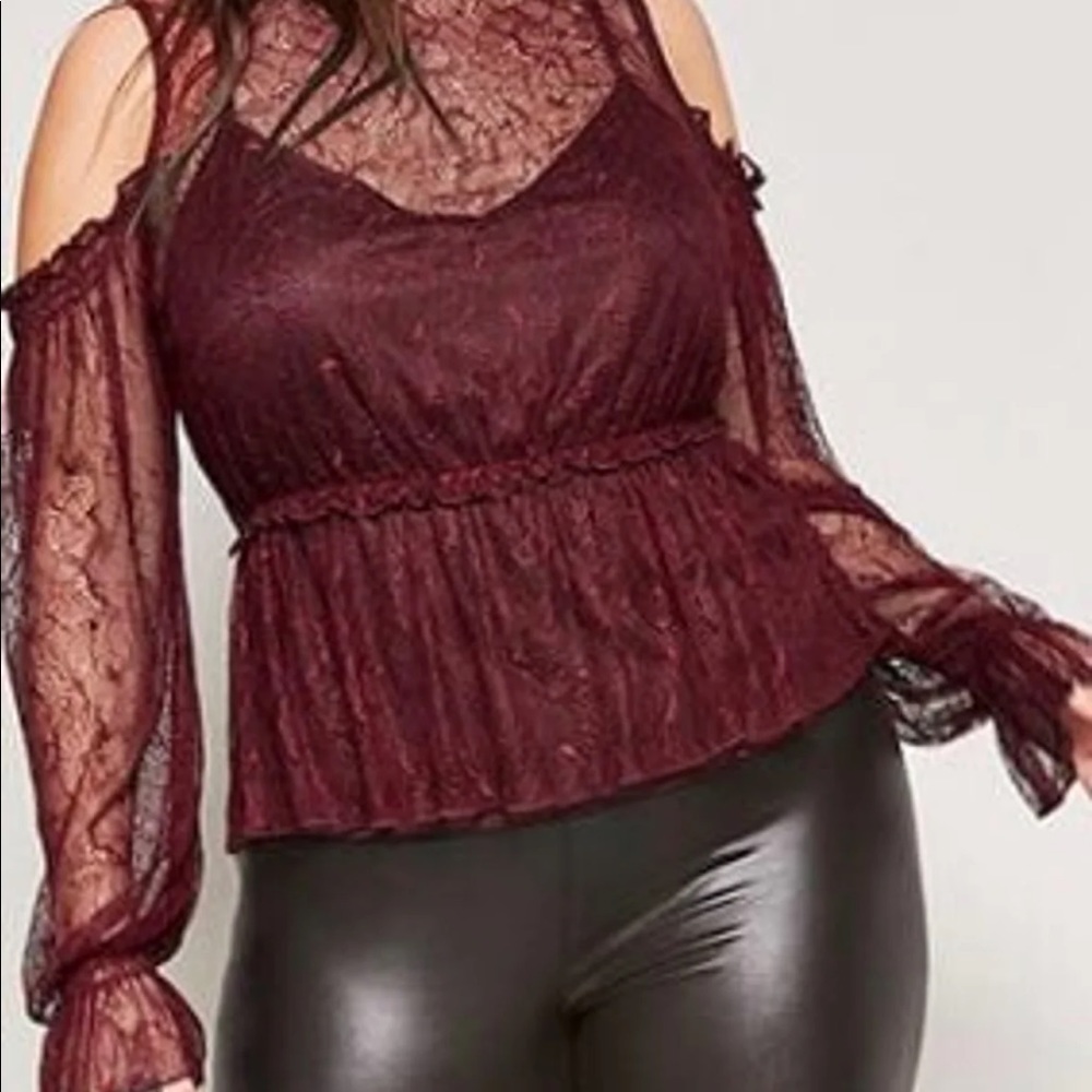 Red lace dress shirt